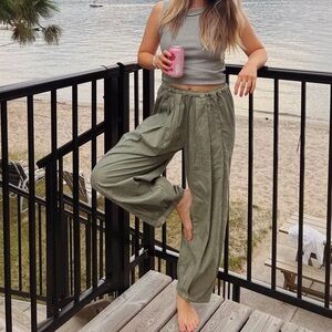 Free People Olive Wide Leg Pants